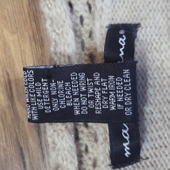 MARINA LUNA Tan Gold Angora Wool Twinkle Open Weave Cardigan - XL - Picture 3 of 11